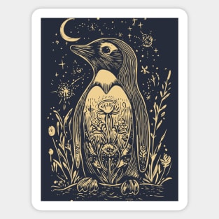 Celestial Penguin Under the Moon – Mystic Arctic Dream Sticker